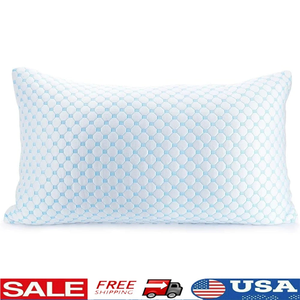 Cooling Gel Memory Foam Pillow Adjustable Height Reversible Cover King Size Breathable Microfiber Washable Bed Pillow