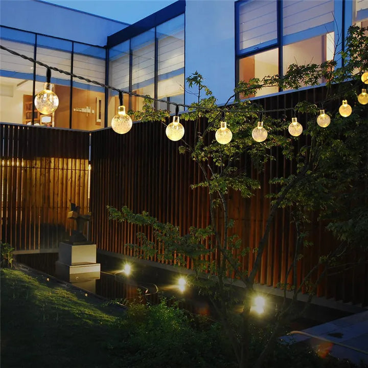 Solar Crystal Ball String Lights â€“ 4 Colors, 8 Modes Outdoor Garden & Balcony Accent | Eco-Friendly LED Decor | Trufairs