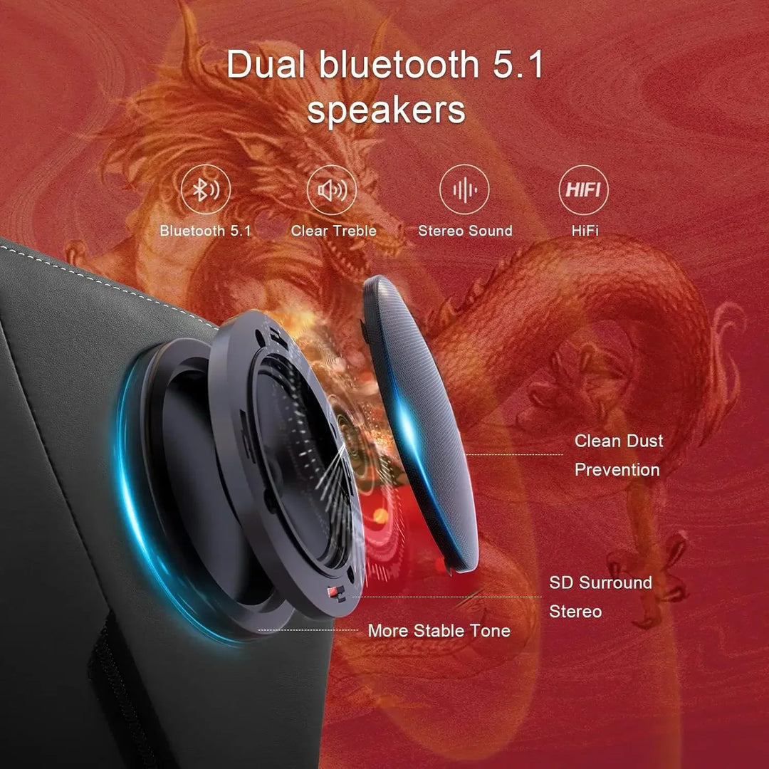 Gaming Chair with Bluetooth Speakers and Footrest, Dragon Series Video Game Chair ，Heavy Duty Ergonomic Chair