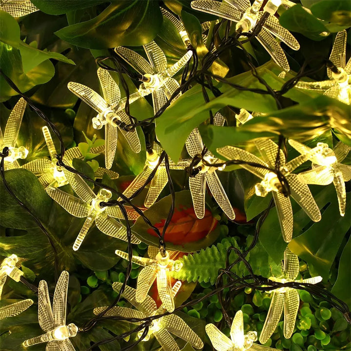 Solar Dragonfly Fairy String Lights â€“ 20 LED Waterproof Outdoor/Indoor Decorative Accent | Garden, Fence, Patio, Party | Trufairs