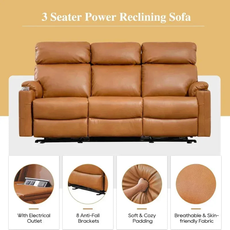 RPD4-3 seater recliner. PU leather recliner sofa. Home Theater Seating with flipped middle backrest. R