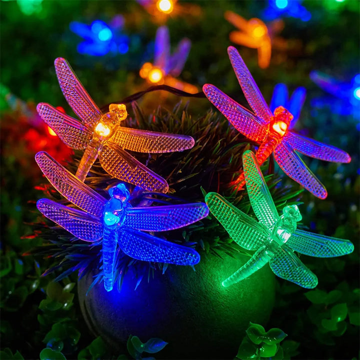 Solar Dragonfly Fairy String Lights â€“ 20 LED Waterproof Outdoor/Indoor Decorative Accent | Garden, Fence, Patio, Party | Trufairs