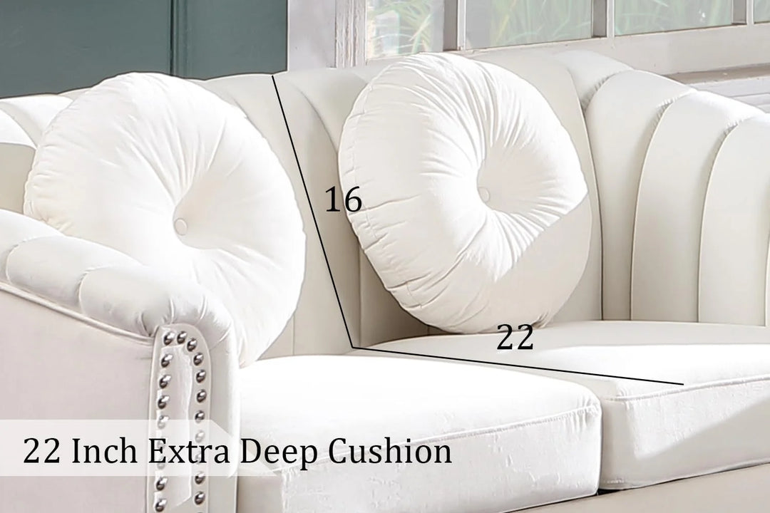 3pcs Chesterfield Sofa Couches Set with 5 Pillows Modern Sofas for Living Room, Bedroom, Office Comfortable Couch Leisure Sofa