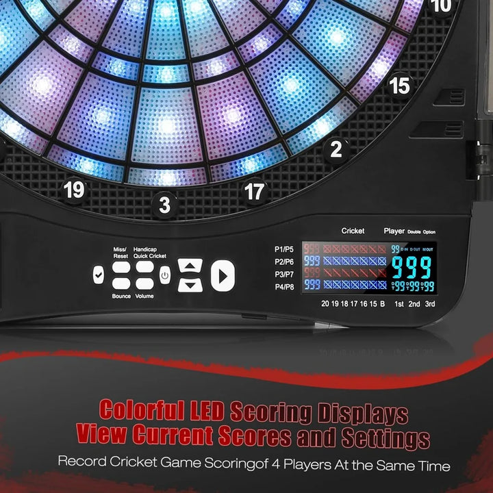 Electronic Dart Board Cabinet Set, Illuminated Target Dartboard for Adults Kids, 48 Games with 315 Variations Soft Tip Digital D
