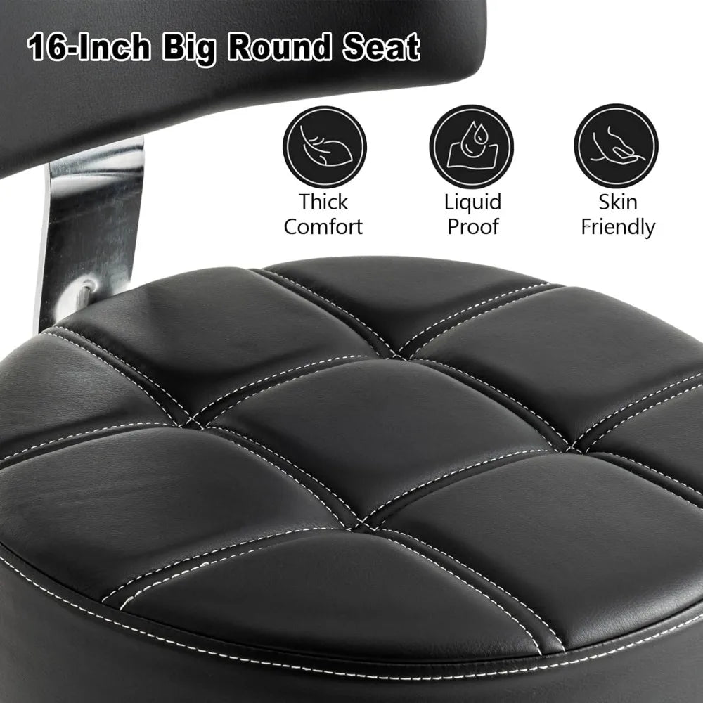 adjustable ergonomic hydraulic stool with backrest and footrest for professionals and home use