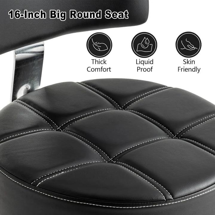 adjustable ergonomic hydraulic stool with backrest and footrest for professionals and home use