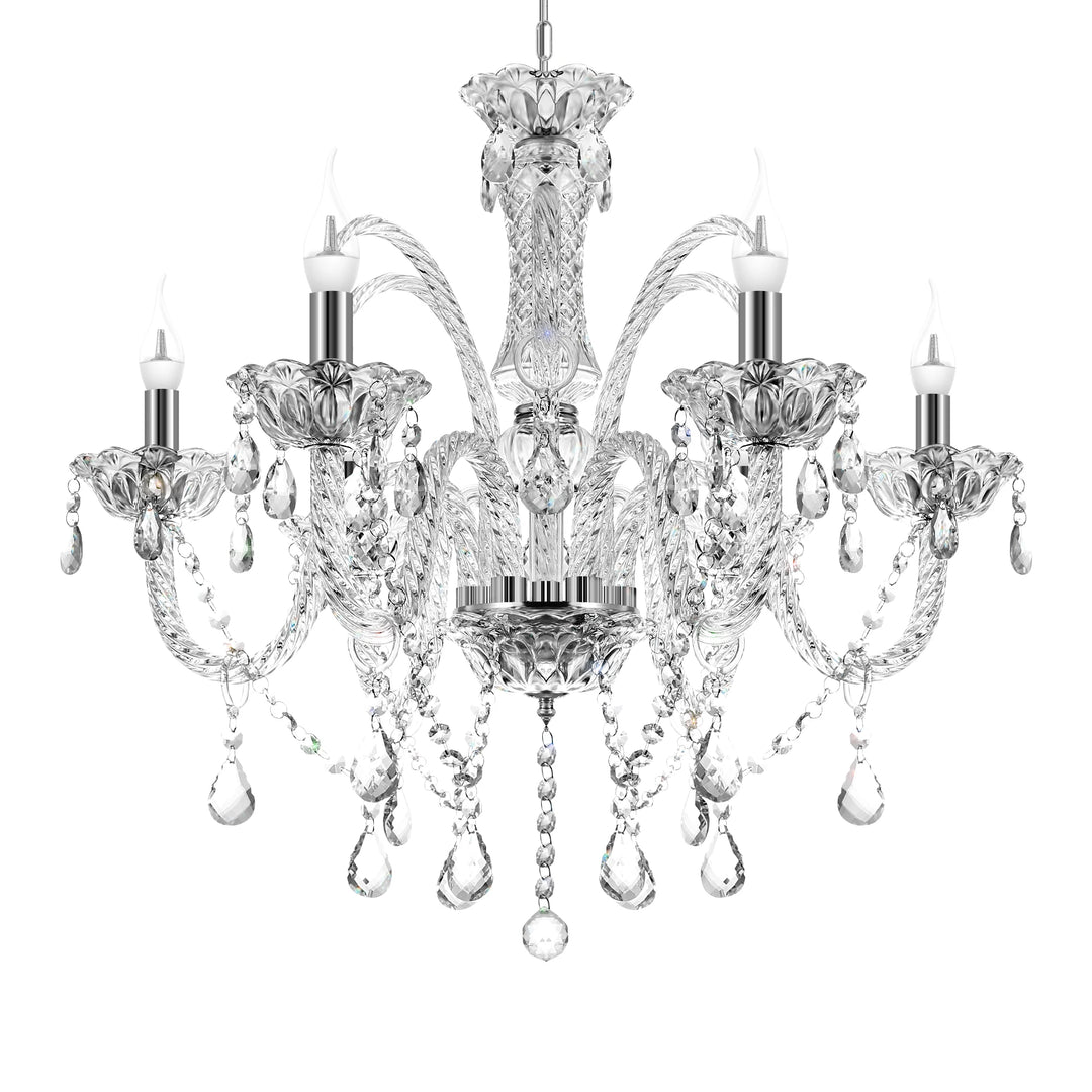 Classic 6 Lights Tassels Chandelier 6 Arms Crystal Lustre Light Modern Ceiling Light Lamp Lighting For Living Room Dining Room