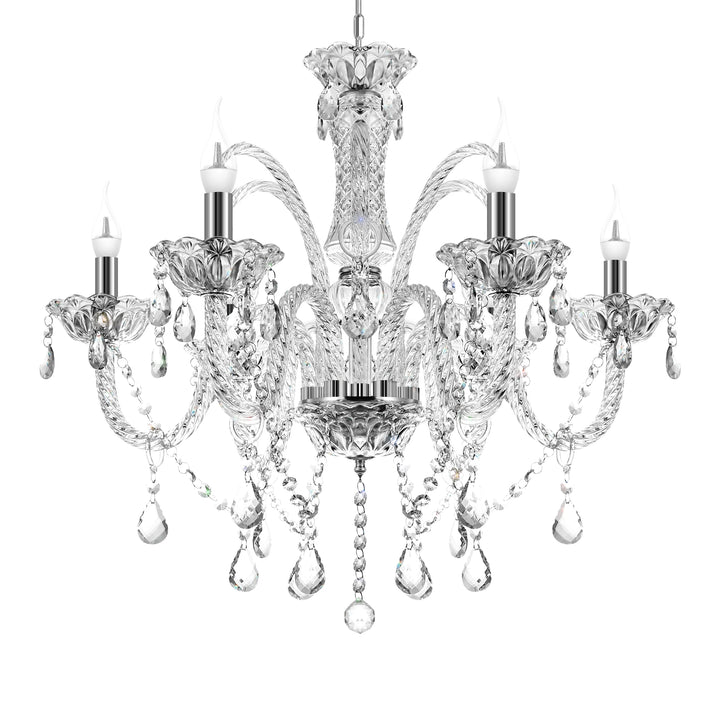 Classic 6 Lights Tassels Chandelier 6 Arms Crystal Lustre Light Modern Ceiling Light Lamp Lighting For Living Room Dining Room