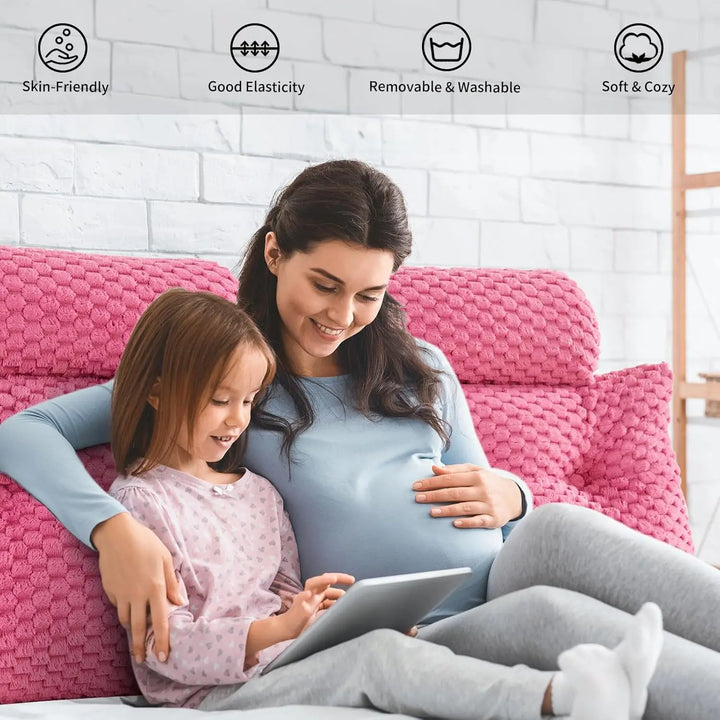 Wedge Headboard Pillow - Bed Wedge Pillow for Headboard Triangular Headboard Pillow with Neck Roll Pillow-Large Bolster Pillow f