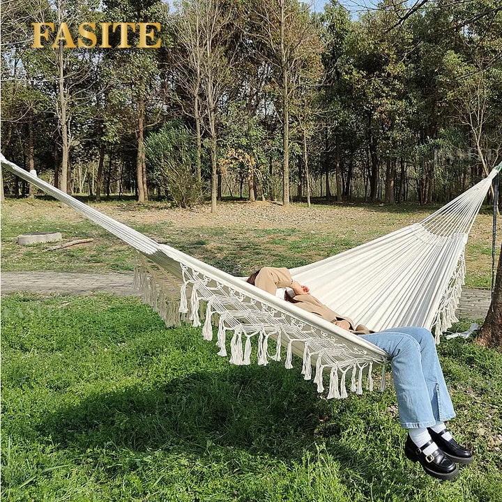 ins Style 2 Person Hammock Boho Large Macrame Fringe Double Deluxe Hammock Swing Net Chair Outdoor Indoor Hanging Deco