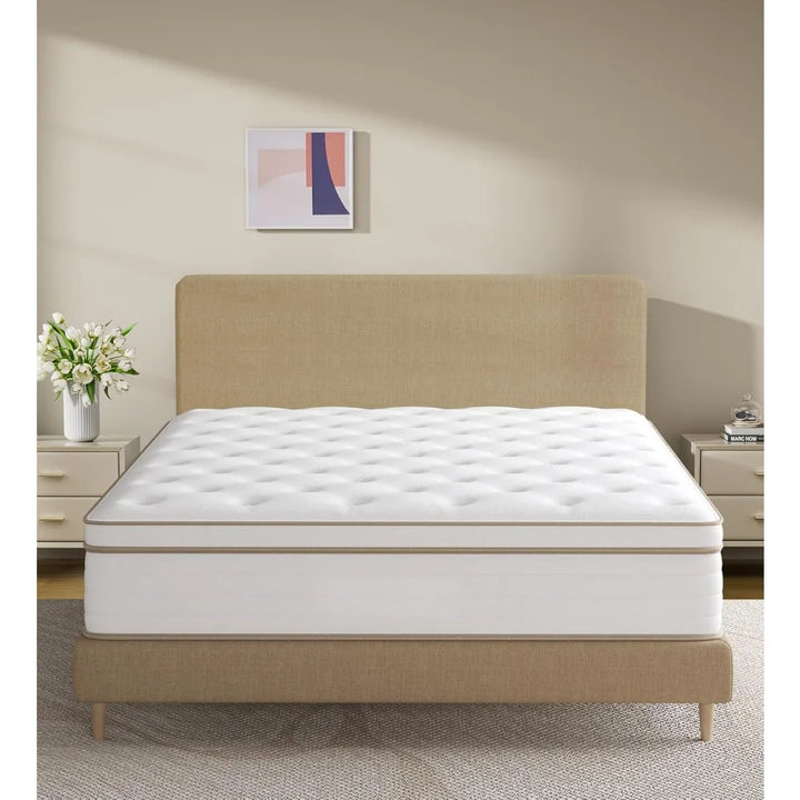 Hybrid 10 Inch Full Size Mattress in a Box, Memory Foam & Individually Pocket Spring for Pain Relief, Medium Firm