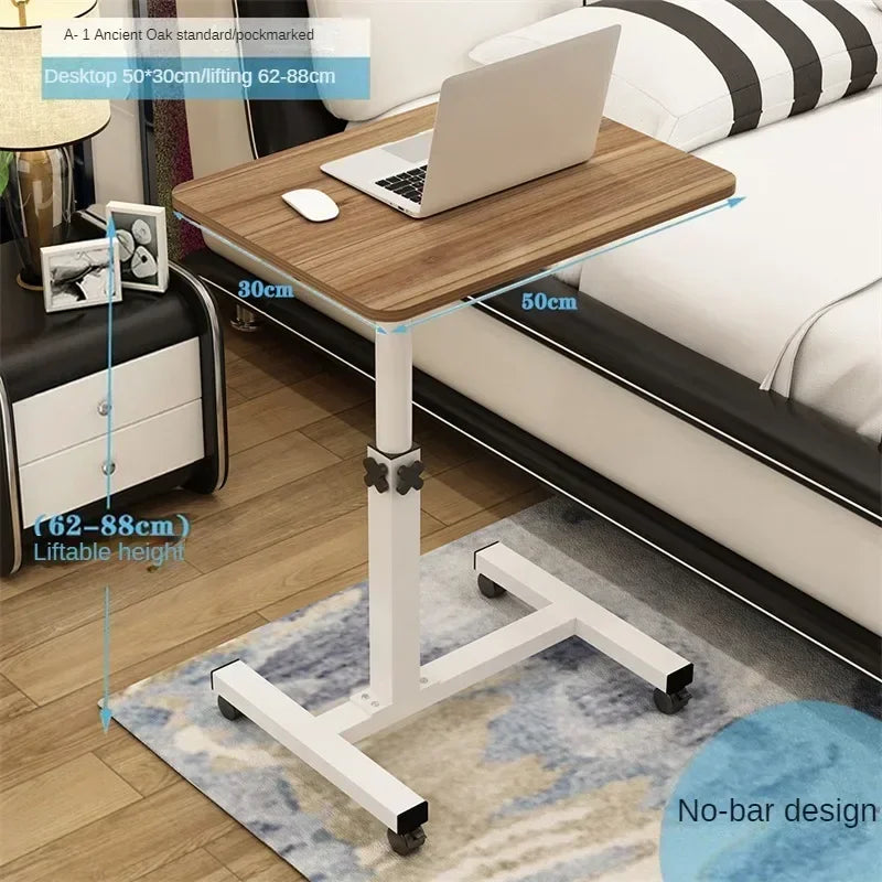 Creative Foldable Computer Desks Living Room Sofa Lazy Bed Office Desk with Wheels Lifting Bedside Table European Home Furniture