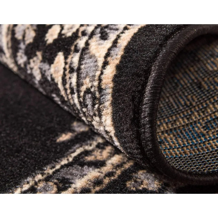 Reza Collection Traditional Persian Style Area Rug Black/Beige