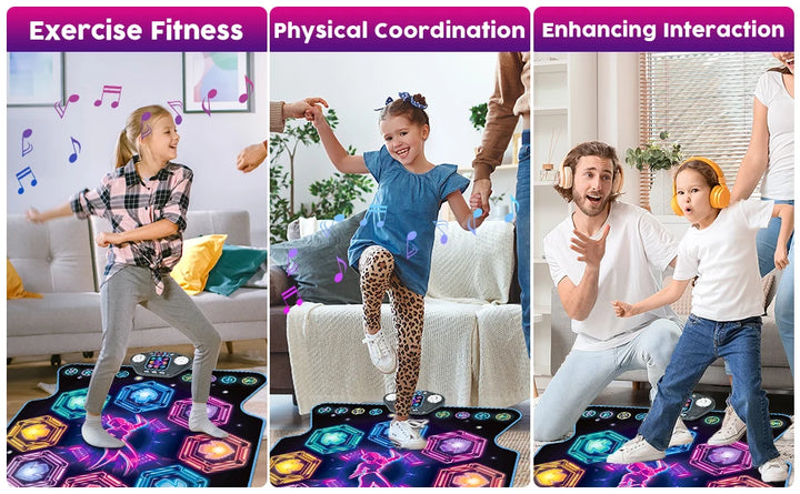 VATOS Musical Dance Mat Toy for Kids 27 Levels 8 LED Keys Bluetooth 5 Game Modes Ages 3+ Boys Girls Outdoor Party Christmas Gift