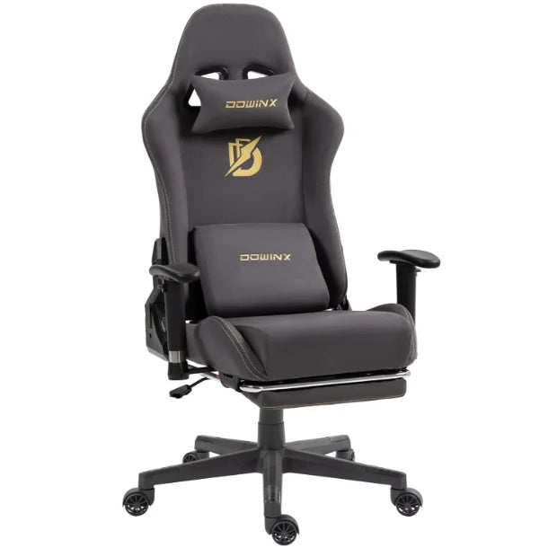 Dowinx Gaming Chair with Massage Lumbar Support, Suede Fabric Ergonomic Computer Chair with Footrest for Adults