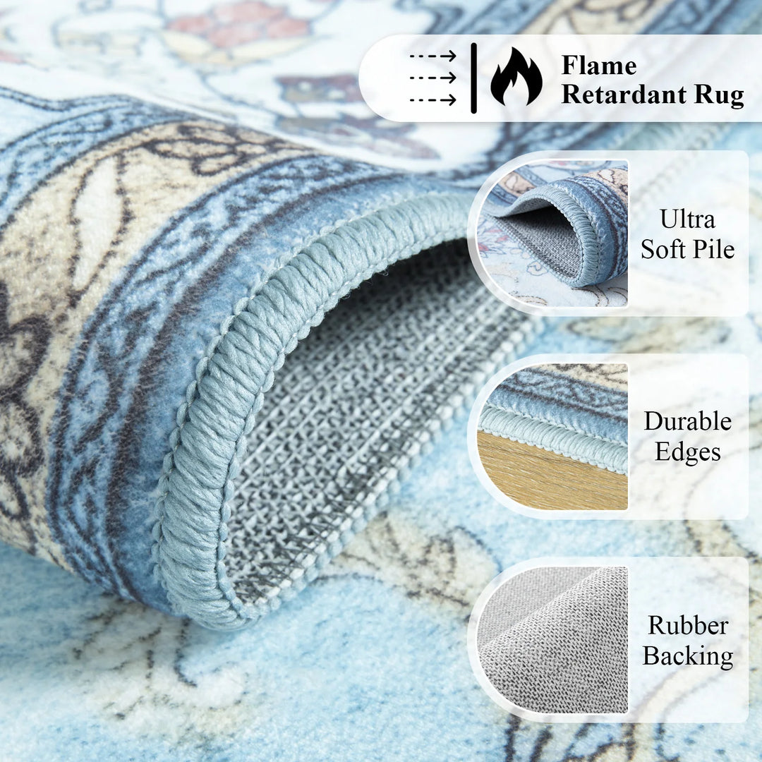 Area Rugs for Living Room Elegant Floral Traditional Faux Wool Area Rug