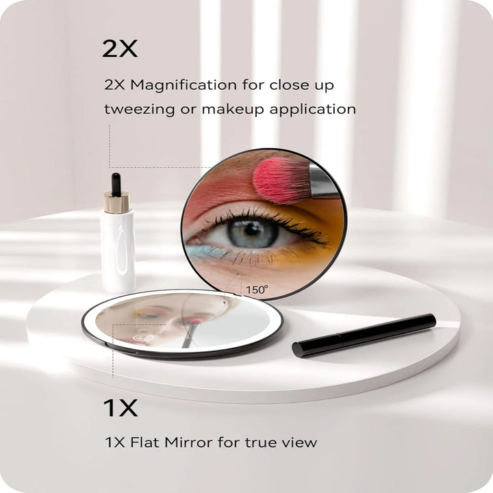 Compact Mirror with Light for Purses - Small Travel Mirror - 1x/ 2X Magnified Pocket Mirror with Light, to My Daughter Compact M
