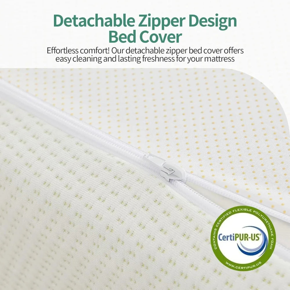 5 Inch Green Tea Twin Mattress in-a-Box, Medium-Firm Memory Foam Mattress for Pressure Relief, Removable and Washable Cover