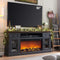 Farmhouse Fireplace TV Stand with 36" Electric Fireplace for 80 Inch TVs, 31" Tall Entertainment Center w/Drawer & Diamond Panel