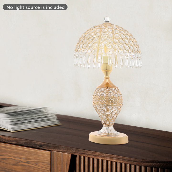 Crystal Table Lamp,Gold 110V Tabletop Decorative Bedside Lamp Corded Electric Lighting 3-5m² for Bedrooms,Living Rooms
