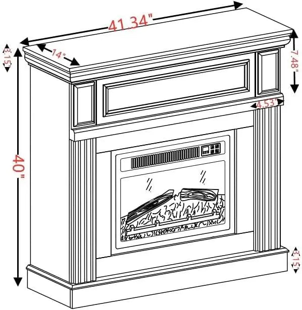 43" Electric Fireplace with Mantel, Electric Fireplace Heater, TV Stand w/Freestanding Electric Fireplace, Fireplace Mantel