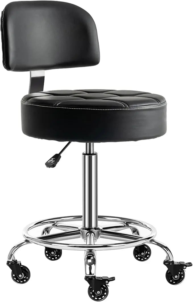 adjustable ergonomic hydraulic stool with backrest and footrest for professionals and home use