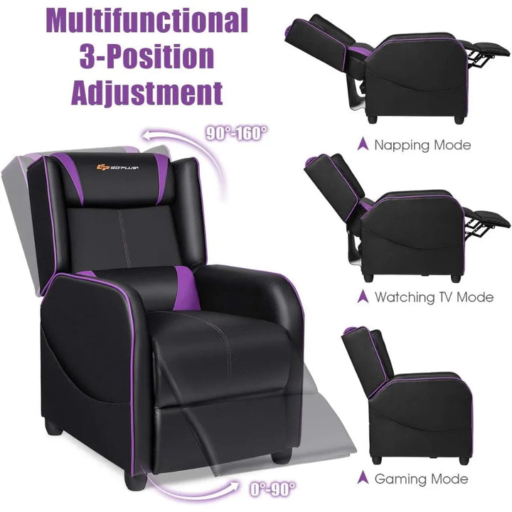 ergonomic leather gaming recliner for adults: adjustable sofa with footrest, lumbar and head support
