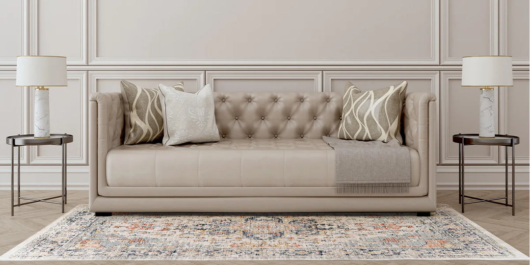 Orhopui vintage boho design, washable area rugs non-slip rugs for living room bedroom traditional woven rugs stain resistant