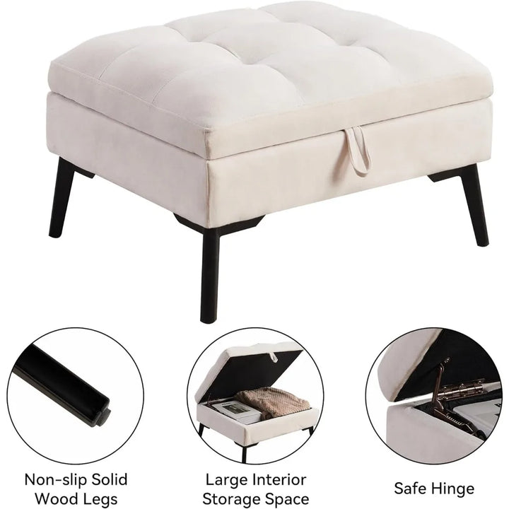 Accent Chair with Ottoman, Comfy Reading Chair and Ottoman Set, Modern Velvet Lounge Armchair with Storage and Adjustable Backre