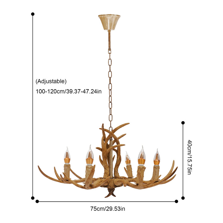 Retro Antler Chandelier Light Deer Horn Restaurant Dining Pendant Lamp