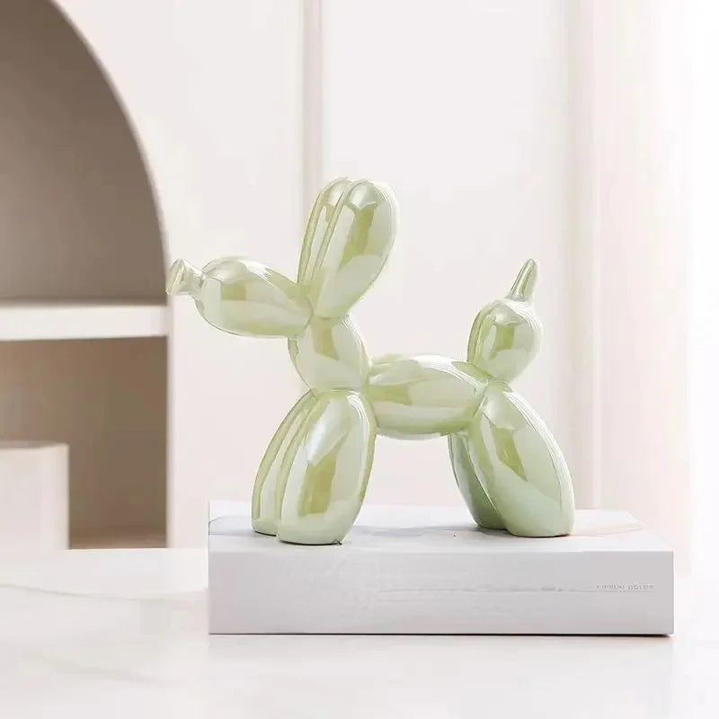 11cm/4.3inch Creative Balloon Dog Abstract Ceramic Ornament Sculpture Figurine Statue Home Office Decoration Gift