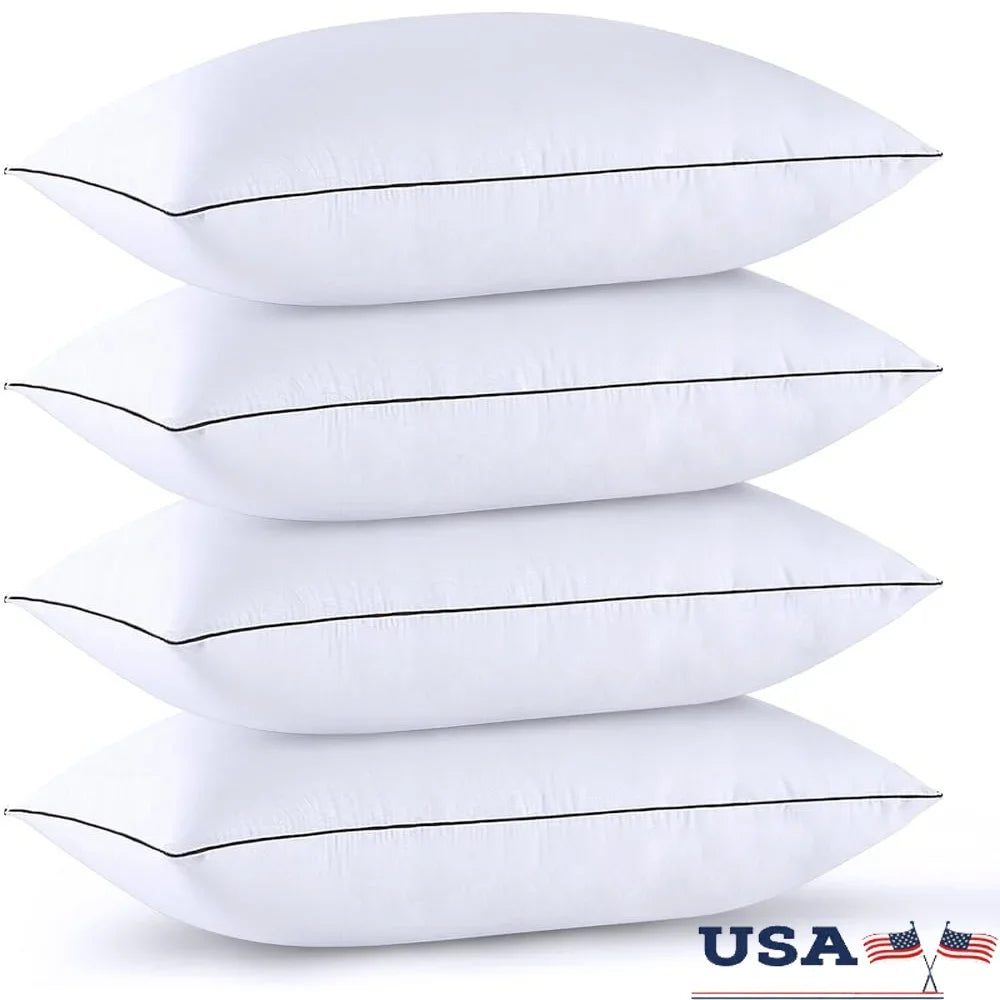 Standard Size Bed Pillows Set of 4 Down Alternative Hypoallergenic Soft Breathable Luxury Cooling Support Side Back Sleepers