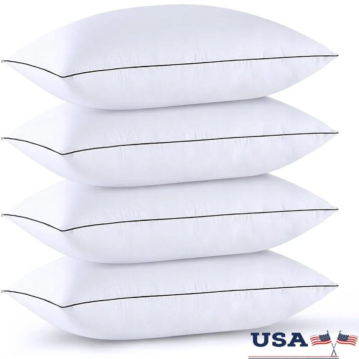 Standard Size Bed Pillows Set of 4 Down Alternative Hypoallergenic Soft Breathable Luxury Cooling Support Side Back Sleepers