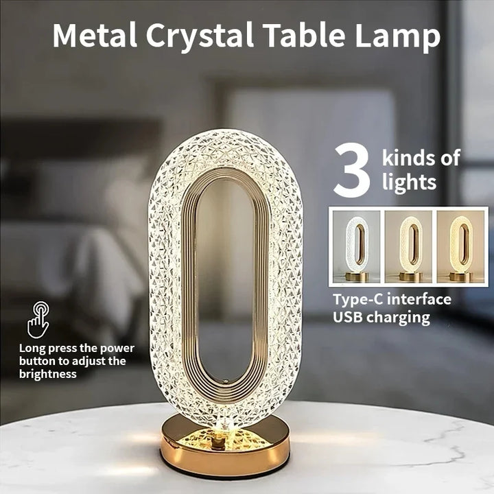 Touch Dimming Modern Desk Lamp Crystal Acrylic Table Lamp Bedroom Bedside Night Light Living Room Romantic Atmosphere Decor Lamp