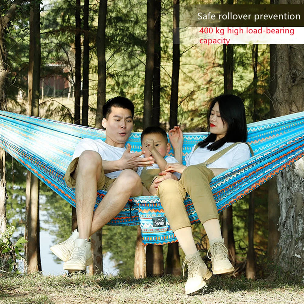 Portable Outdoor Garden Hammocks Quick Open Parachute Cloth Double Travel Camping Sleeping Hanging Hammock Swing Nature Hike