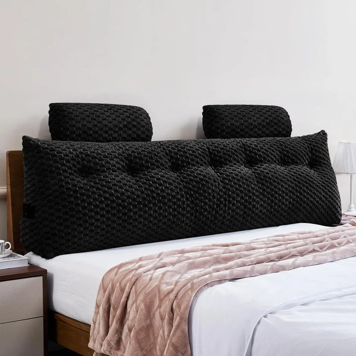 Wedge Headboard Pillow - Bed Wedge Pillow for Headboard Triangular Headboard Pillow with Neck Roll Pillow-Large Bolster Pillow f