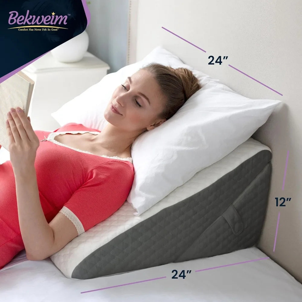 Adjustable Bed Wedge Pillow for Sleeping - Wedge Pillow for Sleep Apnea, Gerd, Acid Reflux Relief, Post Surgery - Foam Pillow