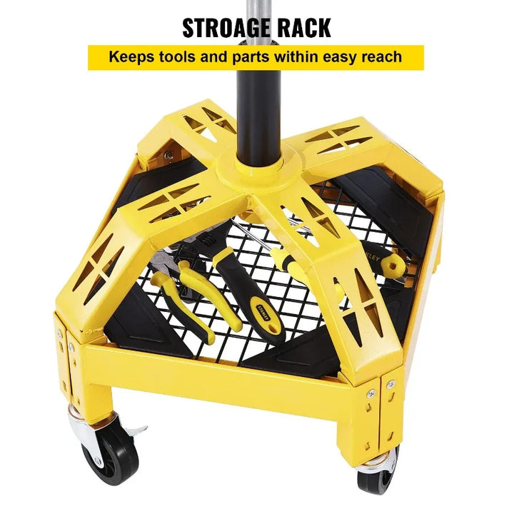 Rolling Garage Stool 300LBS Capacity Adjustable Height from 24 in to 28.7 in Mechanic Seat with 360degree Swivel Wheels and To