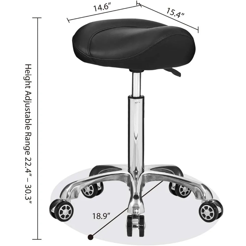 Free Delivery - Stool Rolling Chair Hydraulic Adjustable with Wheels for Office Home Salon Spa Studio (Black)