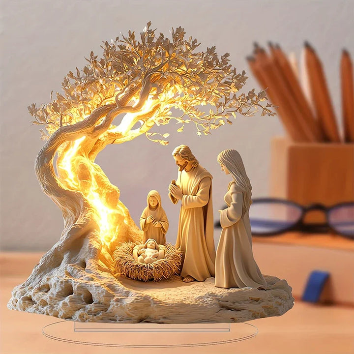 1Pc Easter 2D Nativity Scene Figurine Tabletop Decor Nativity Figurines Set Home Decoration Church Gift