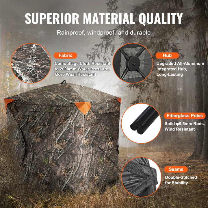 SucceBuy Hunting Blind, 270° See Through Ground Blind, 2-3 Person Pop Up Deer Blind for Hunting with Carrying Bag, Portable Tent