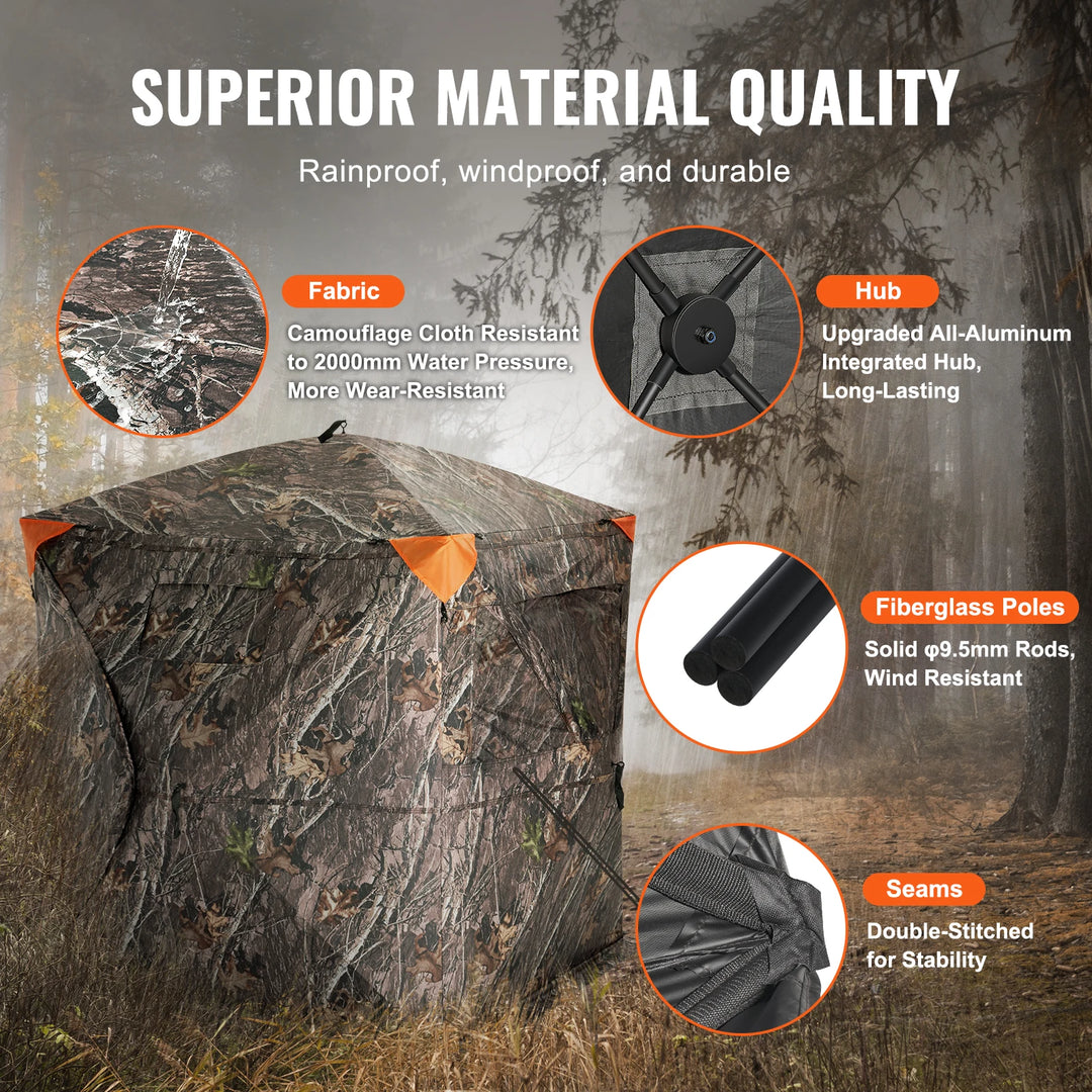 SucceBuy Hunting Blind, 270° See Through Ground Blind, 2-3 Person Pop Up Deer Blind for Hunting with Carrying Bag, Portable Tent