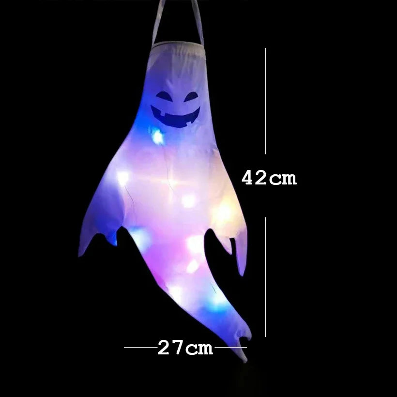 42/130cm Halloween Outdoor Ghost pendant LED Lights Battery Power Ghost Horror Grimace Glowing Party Props Halloween Decoration