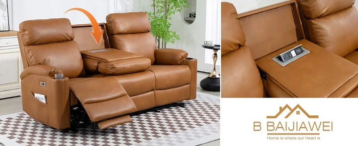 RPD4-3 seater recliner. PU leather recliner sofa. Home Theater Seating with flipped middle backrest. R