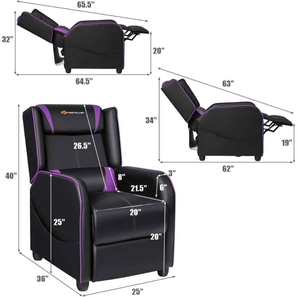 ergonomic leather gaming recliner for adults: adjustable sofa with footrest, lumbar and head support