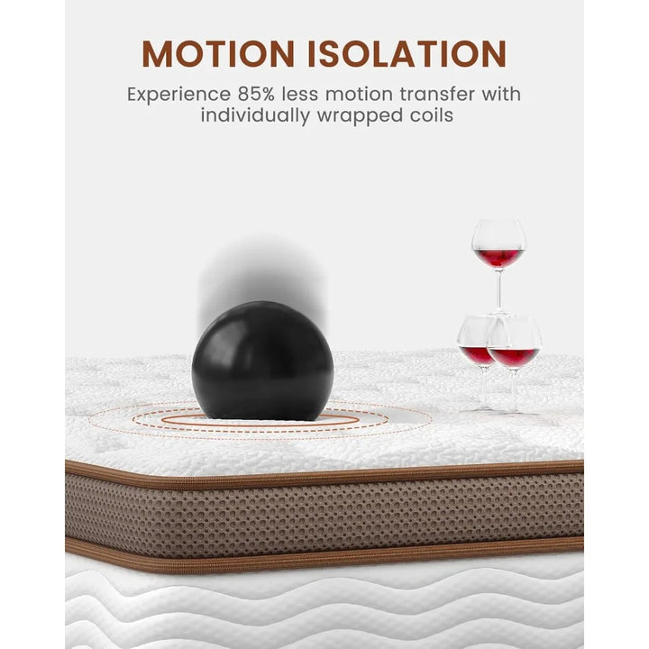 Mattress 12 Inch - Medium Firm Hybrid Mattress with Optimal Spine Alignment and Motion Isolation - 2.0mm Advanced Pocket Springs