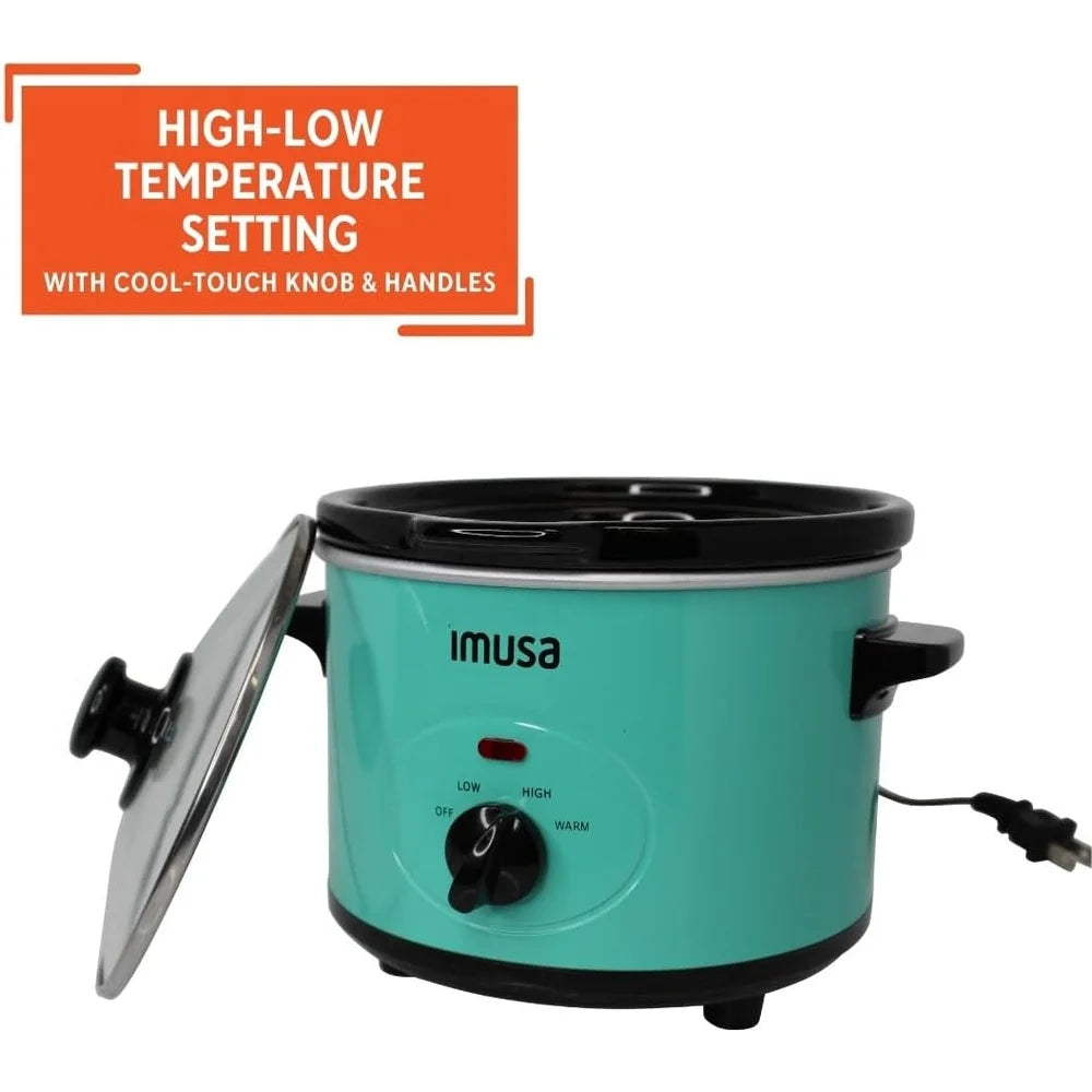 Compact 1.5QT Slow Cooker with Removable Ceramic Pot 3 Heat Settings Dishwasher Safe Ideal Everyday Cooking Parties Buffets