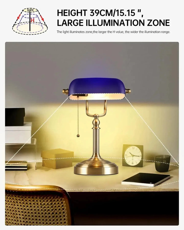 New plug-in table lamp Blue glass banker lamp with China switch E27/E26 living room bedroom bedside sofa library table lamp