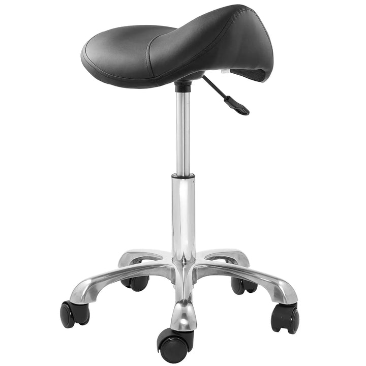 Professional Ergonomic Saddle Stool, Black - Adjustable Hydraulic Seat, Rolling Spa Salon, Massage