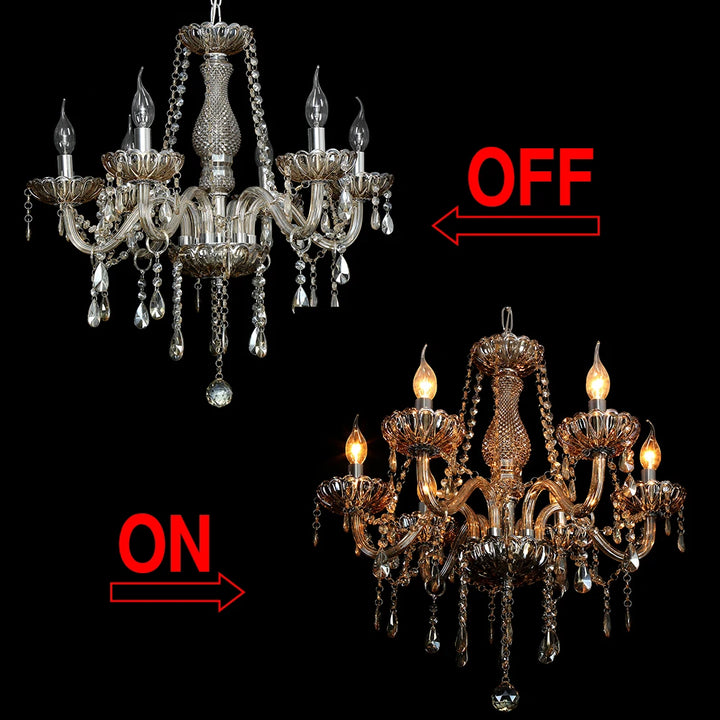 Classic 6 Lights Tassels Chandelier 6 Arms Crystal Lustre Light Modern Ceiling Light Lamp Lighting For Living Room Dining Room